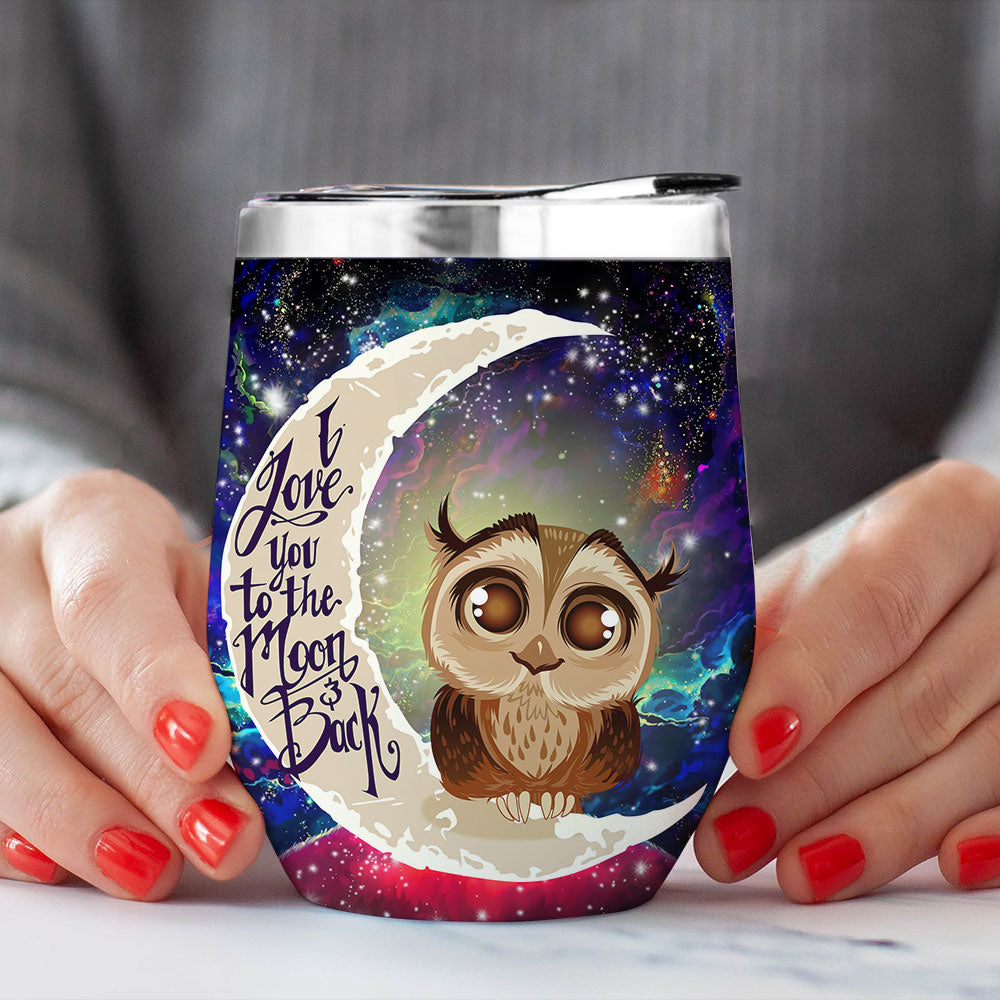 Cute Owl Love You To Moon And Back Premium Wine Tumbler Nearkii
