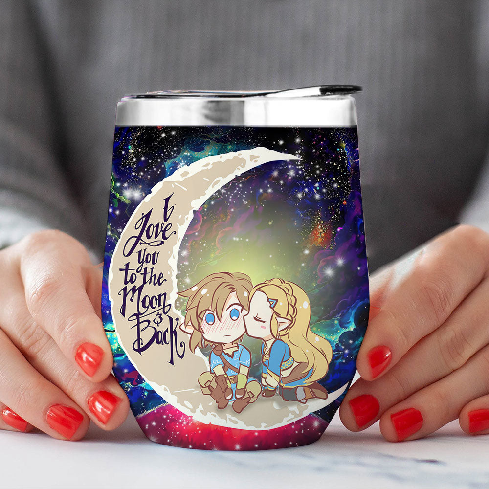 Legend Of Zelda Couple Chibi Couple Love You To Moon And Back Premium Wine Tumbler Nearkii