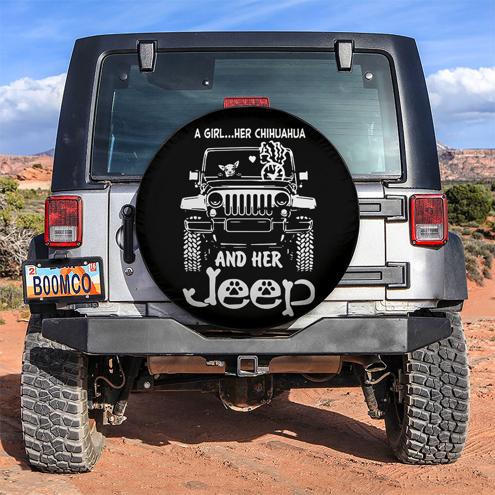 A Girl And Her Chihuahua Jeep Car Spare Tire Covers Gift For Campers Nearkii