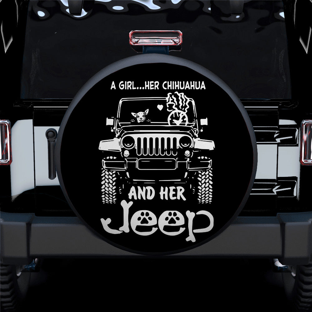 A Girl And Her Chihuahua Jeep Car Spare Tire Covers Gift For Campers Nearkii