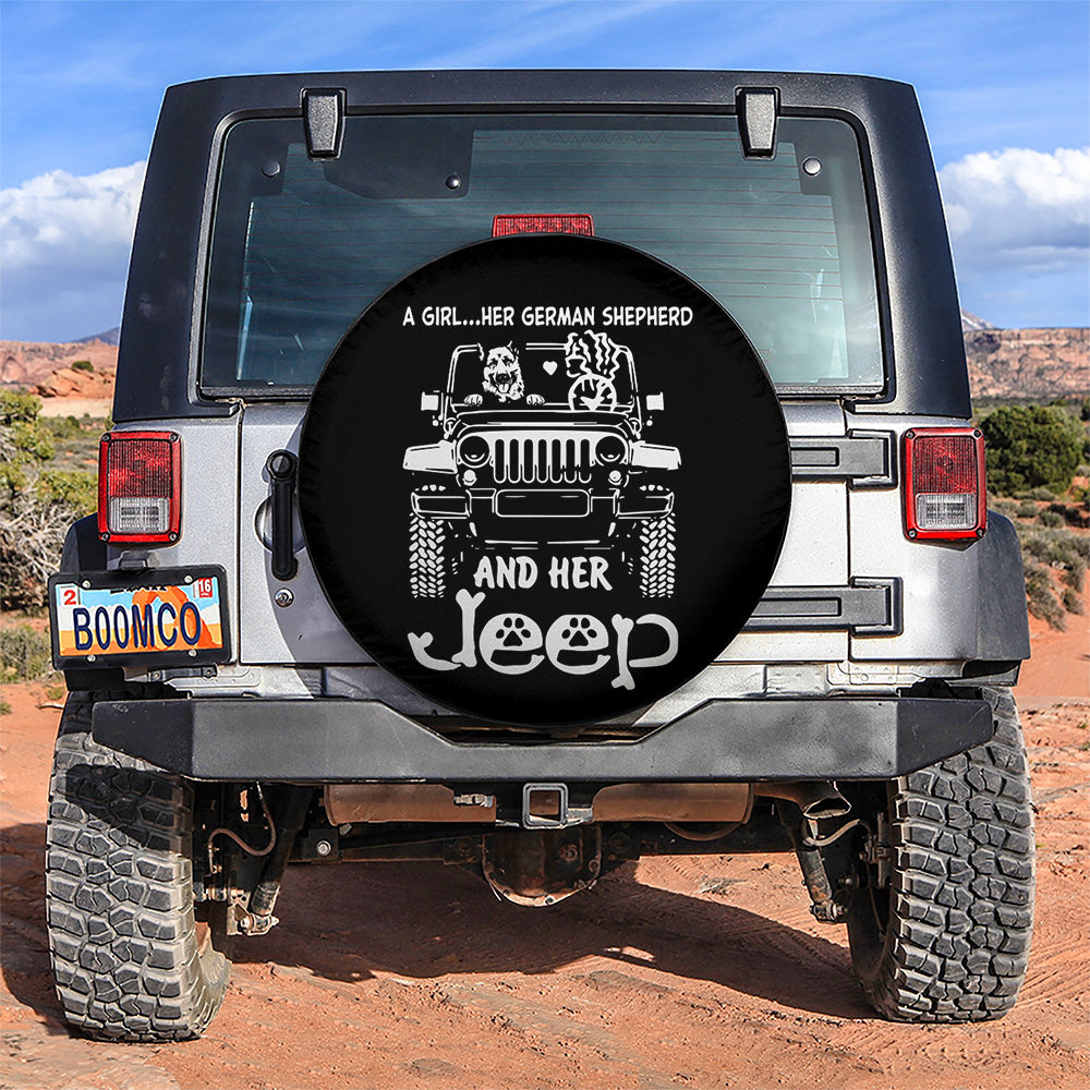 A Girl And Her German Shepherd Jeep Car Spare Tire Covers Gift For Campers Nearkii