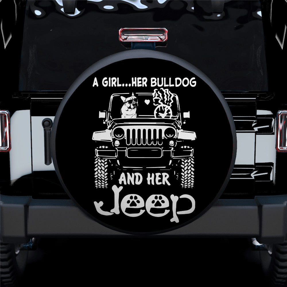 A Girl And Her Bulldog Jeep Car Spare Tire Covers Gift For Campers Nearkii