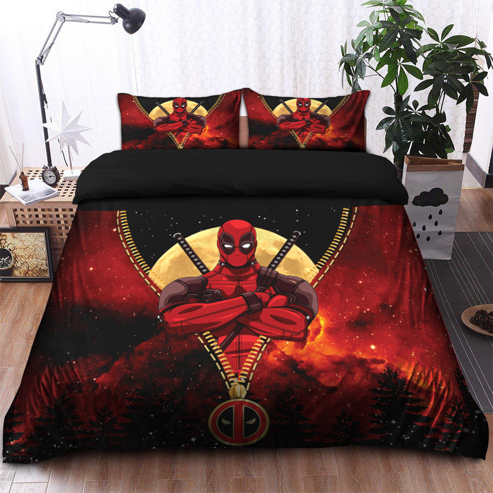 Deadpool Darkness Zipper Bedding Set Duvet Cover And 2 Pillowcases Nearkii
