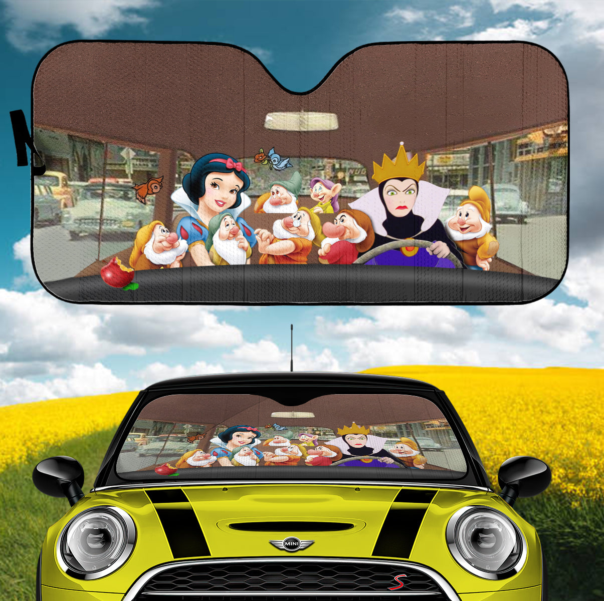 Funny Snow White Driving Car Auto Sunshades - Nearkii
