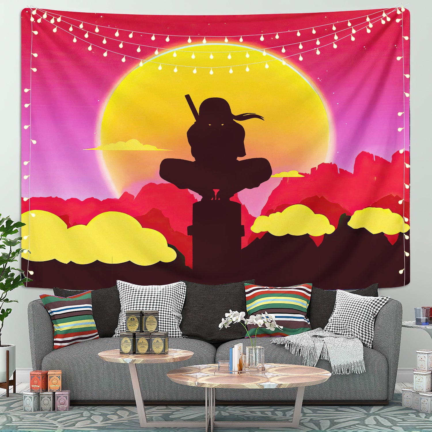 Itachi Naruto Anime Sunset Tapestry Room Decor Nearkii