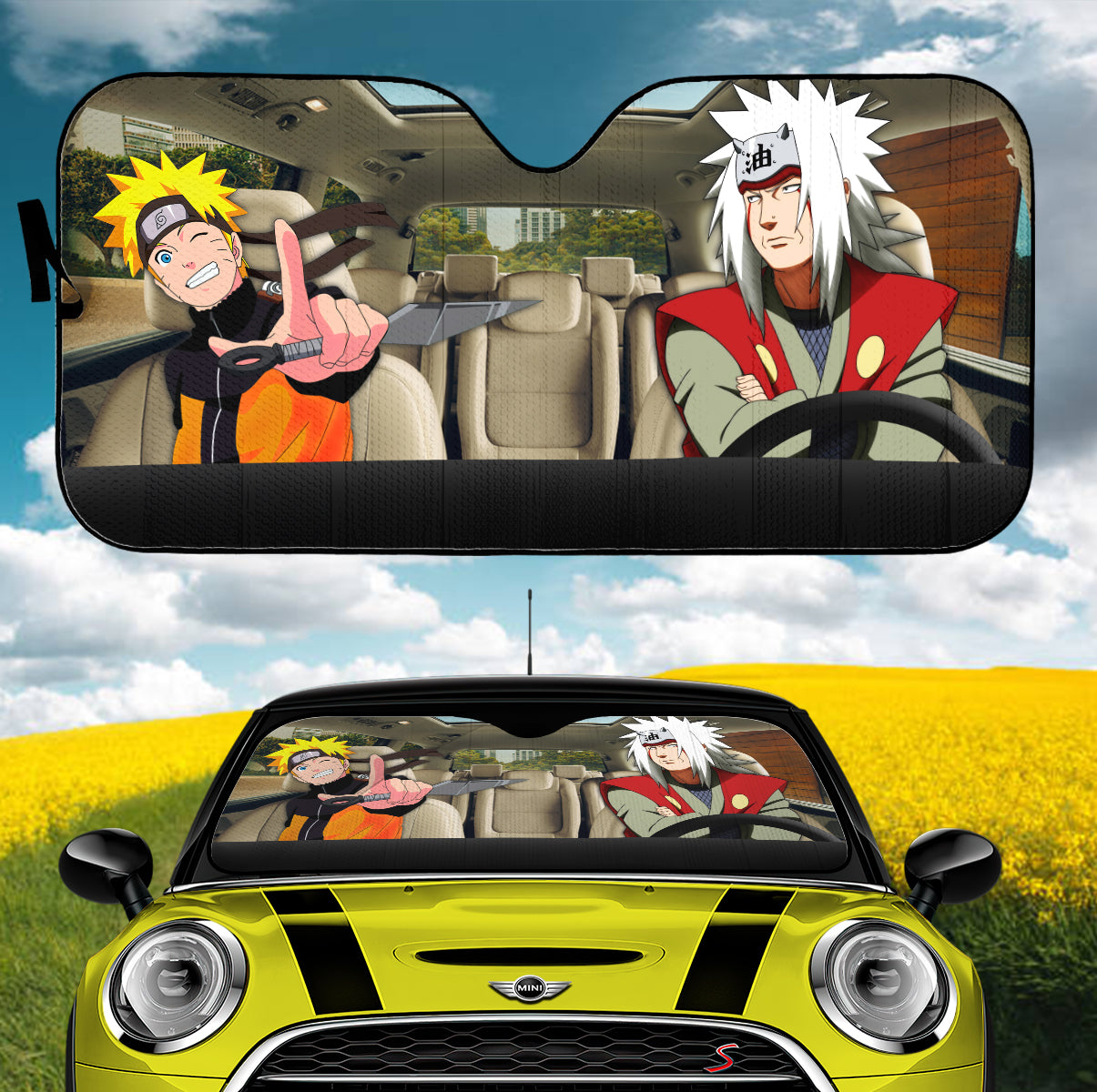 Just Funky Naruto Shippuden Characters Sunshade For Car Windshield