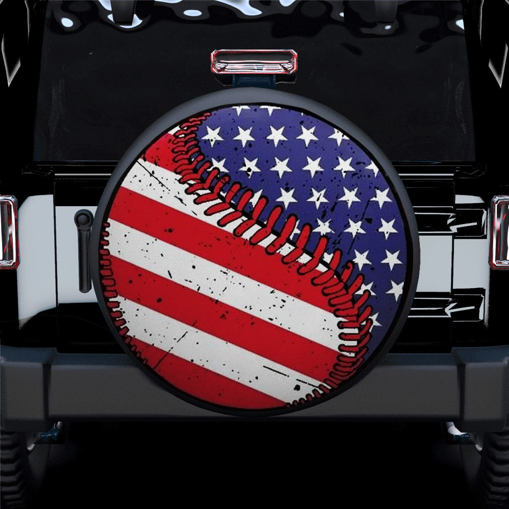 American Flag Baseball Car Spare Tire Covers Gift For Campers Nearkii