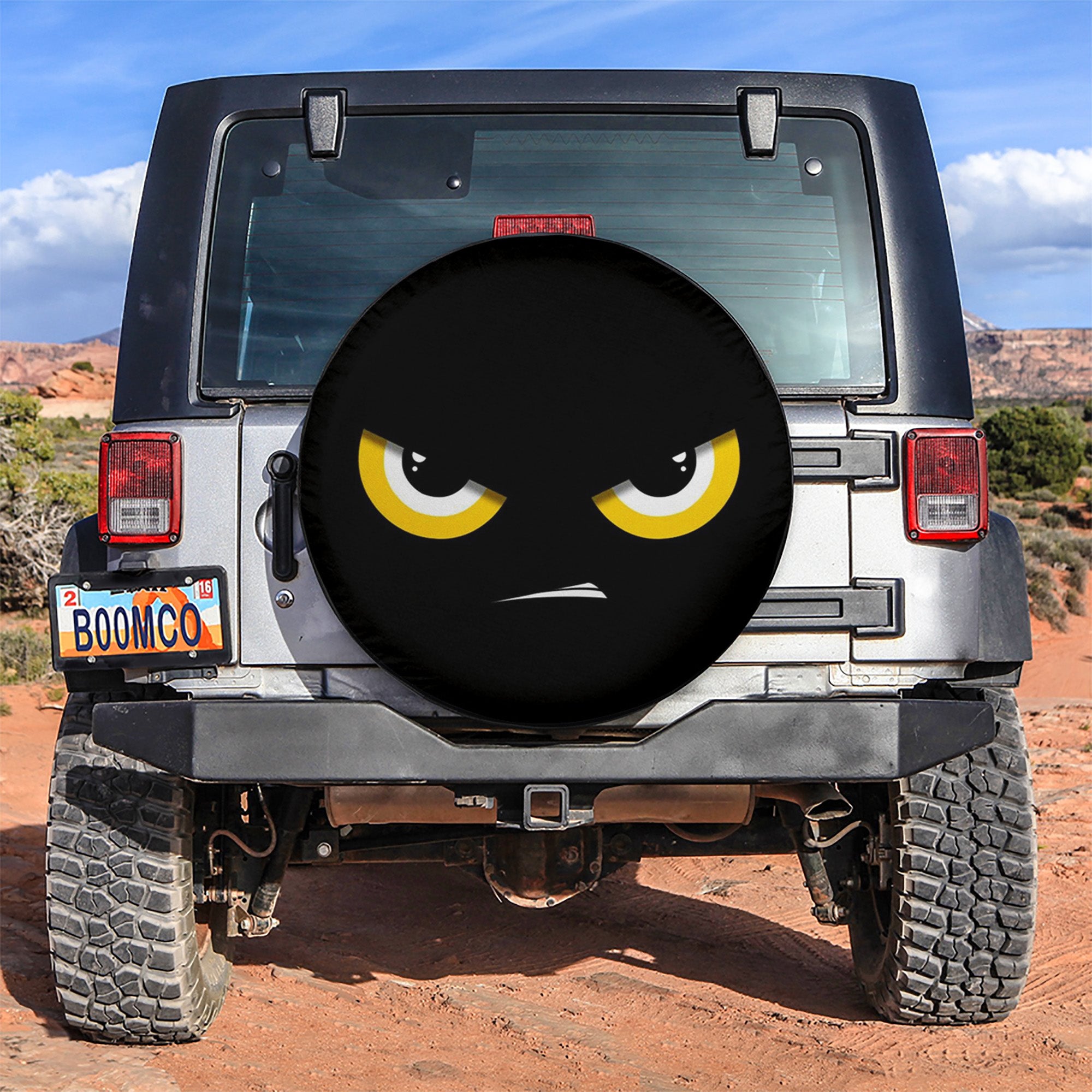 Angry Yellow Eyes Car Spare Tire Covers Gift For Campers Nearkii