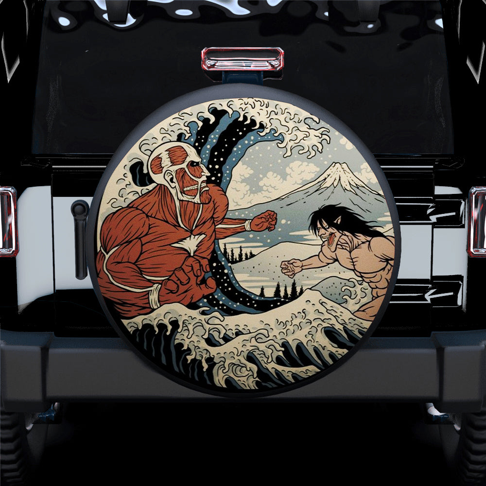 Attack On Titan The Great Wave Car Spare Tire Covers Gift For Campers Nearkii