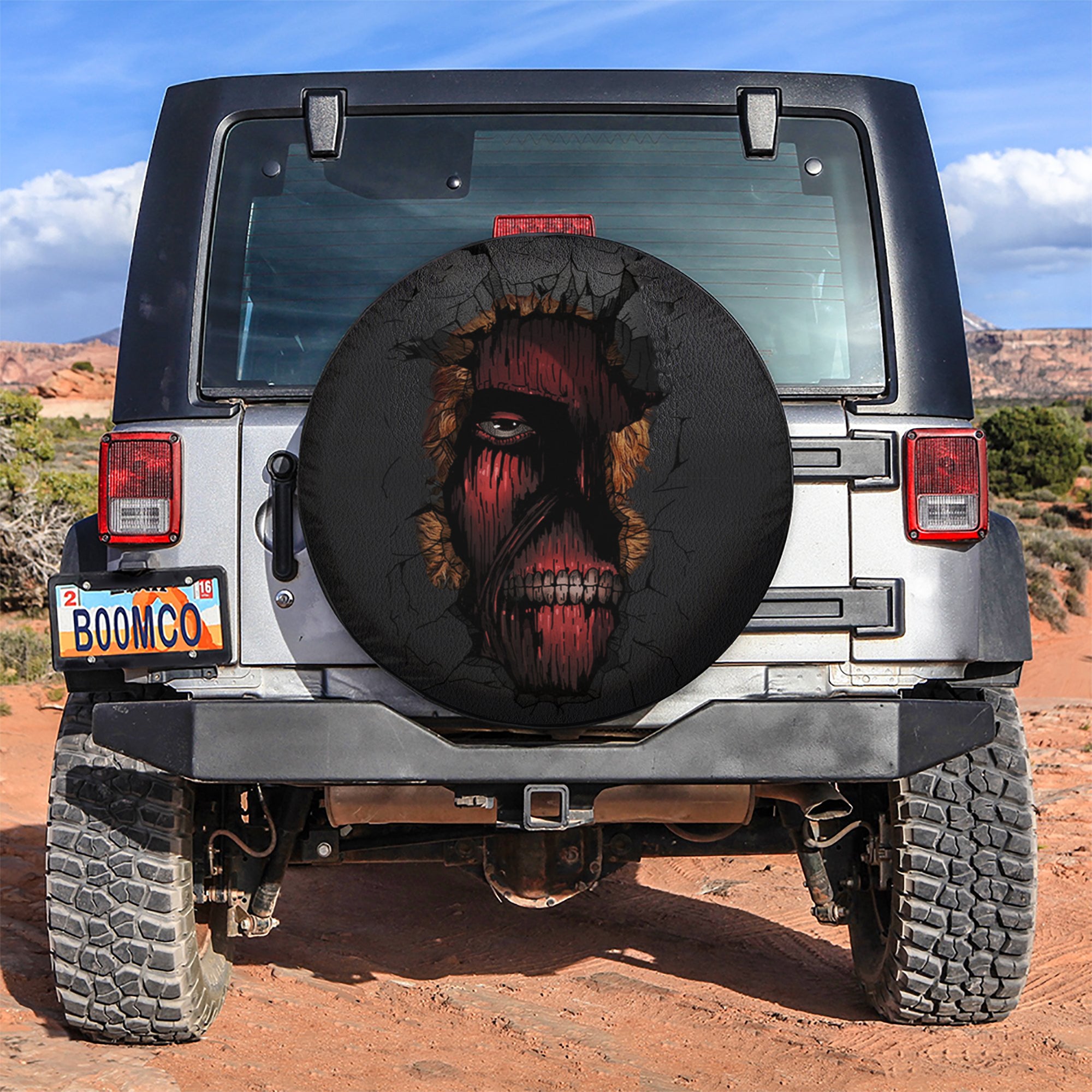 Attack On Titan Face Wall Car Spare Tire Covers Gift For Campers Nearkii