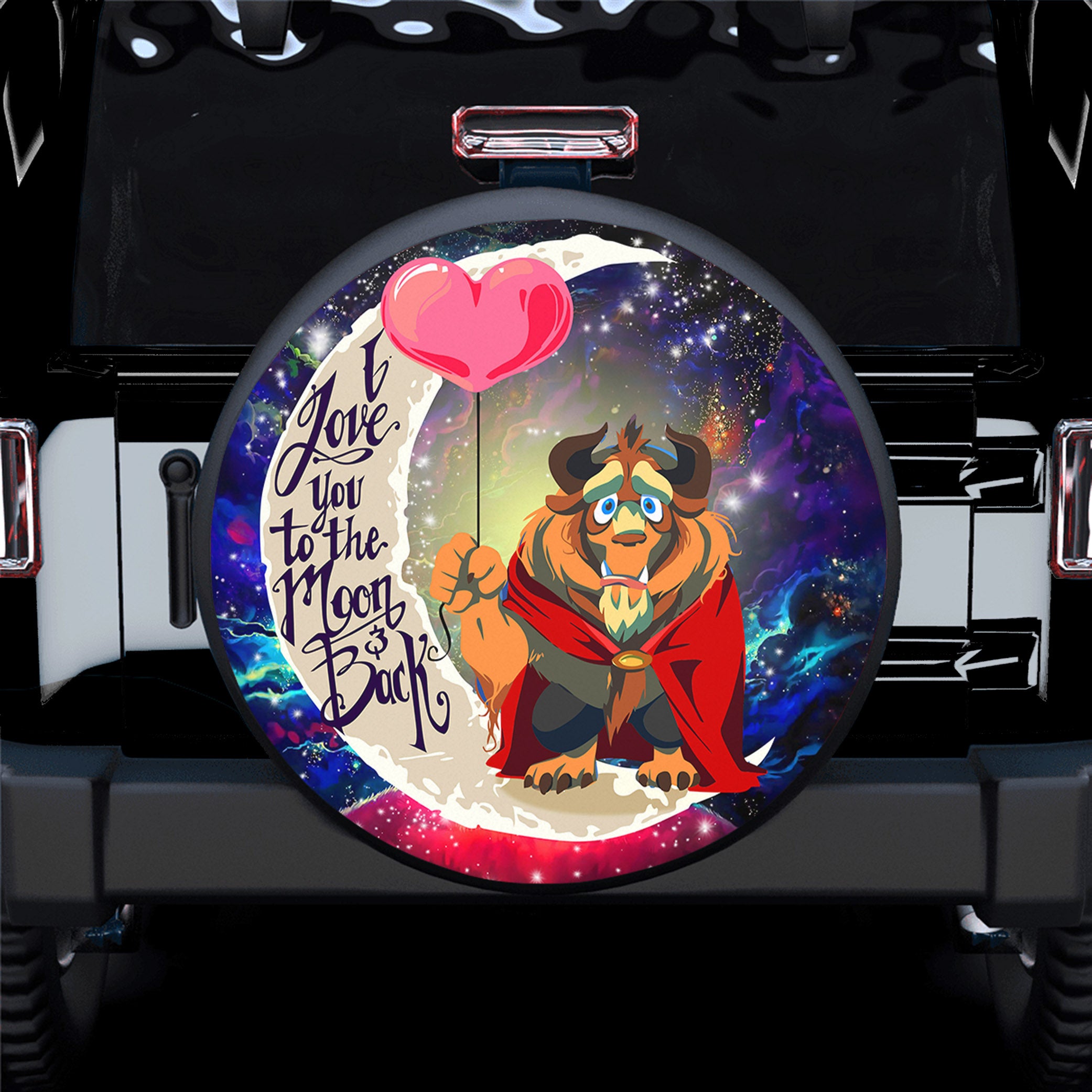 Beauty And The Beast Love You To The Moon Galaxy Spare Tire Covers Gift For Campers Nearkii