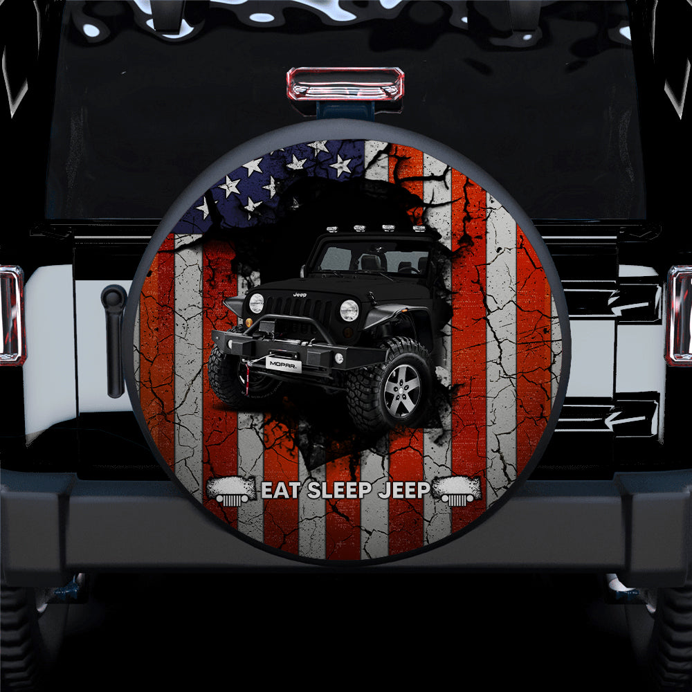 Black Jeep American Flag 1 Car Spare Tire Covers Gift For Campers Nearkii
