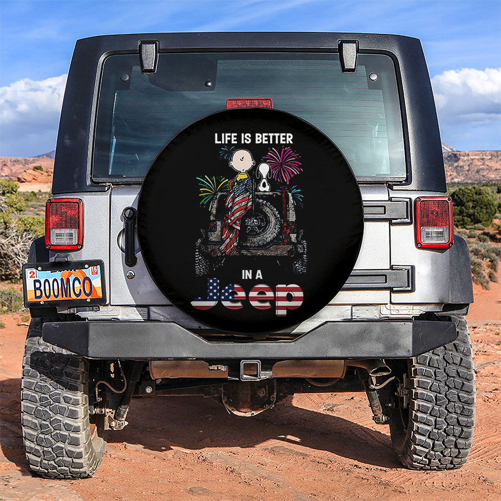 Charlie Brown And Snoopy Life Is Better In A Jeep Car Spare Tire Covers Gift For Campers Nearkii