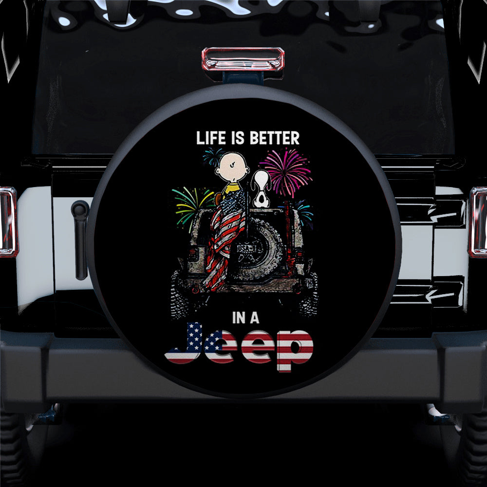 Charlie Brown And Snoopy Life Is Better In A Jeep Car Spare Tire Covers Gift For Campers Nearkii