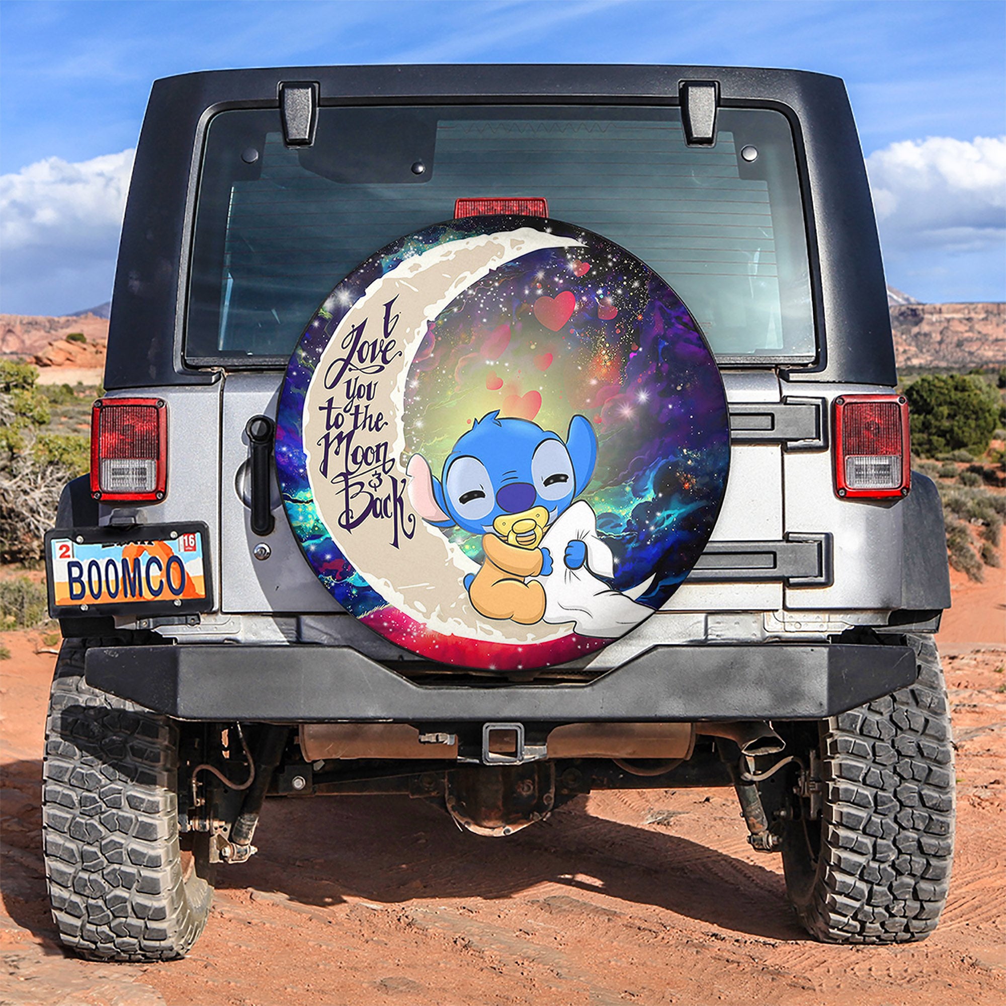 Cute Baby Stitch Sleep Love You To The Moon Galaxy Spare Tire Covers Gift For Campers Nearkii