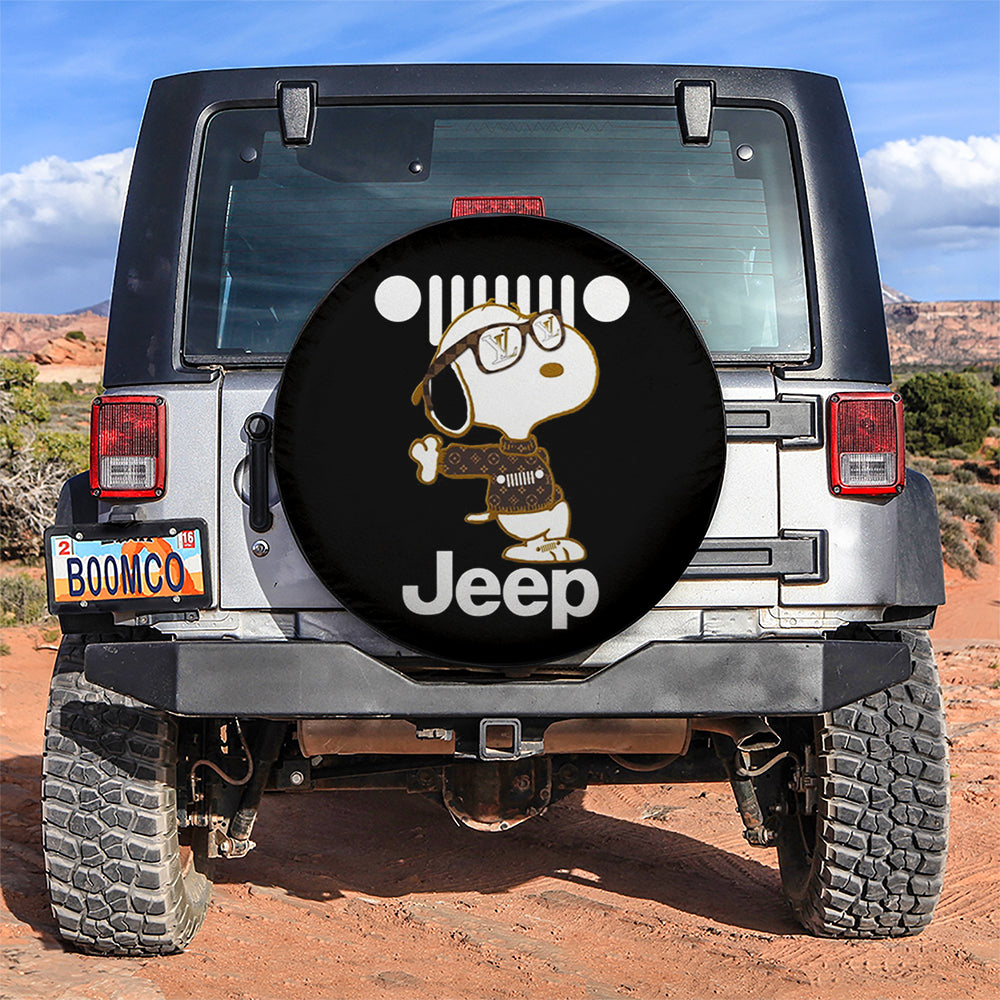 Cute Snoopy With Jeep Car Spare Tire Covers Gift For Campers Nearkii