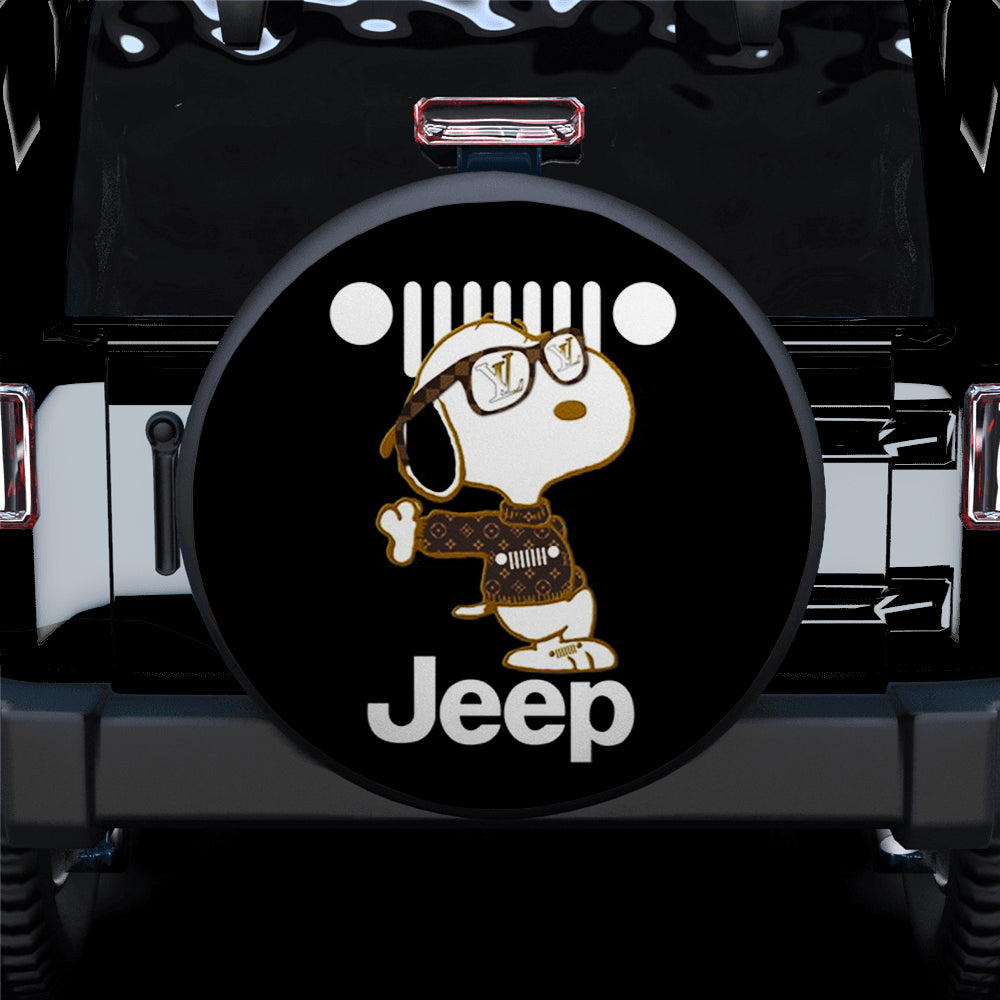Cute Snoopy With Jeep Car Spare Tire Covers Gift For Campers Nearkii