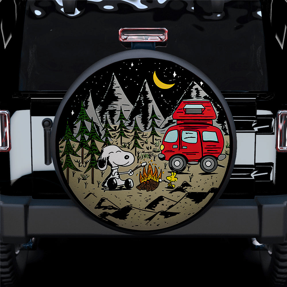 Snoopy Camping Night Sky Car Spare Tire Covers Gift For Campers Nearkii