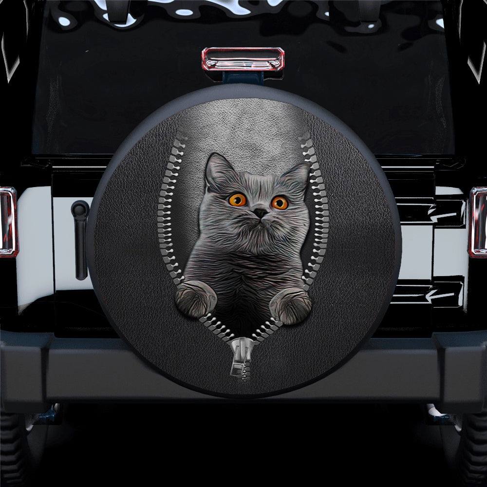 Black Cat Zipper Car Spare Tire Covers Gift For Campers Nearkii