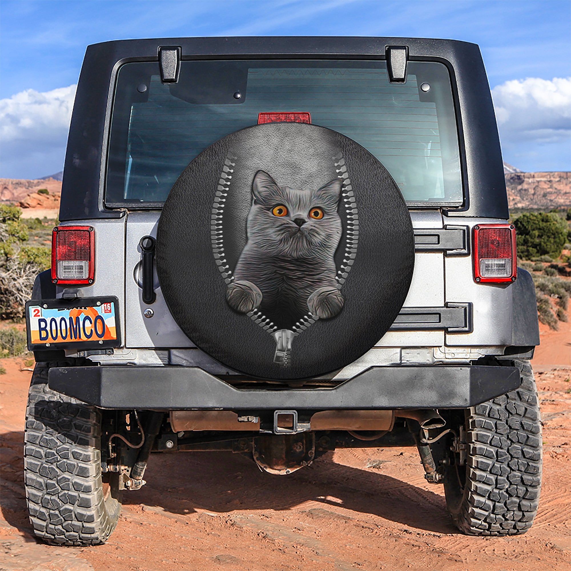 Black Cat Zipper Car Spare Tire Covers Gift For Campers Nearkii