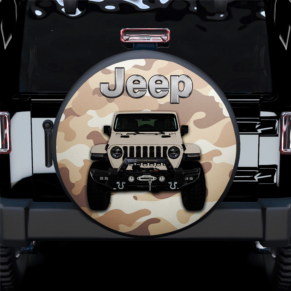 Cream White Jeep Camouflage Car Spare Tire Covers Gift For Campers Nearkii
