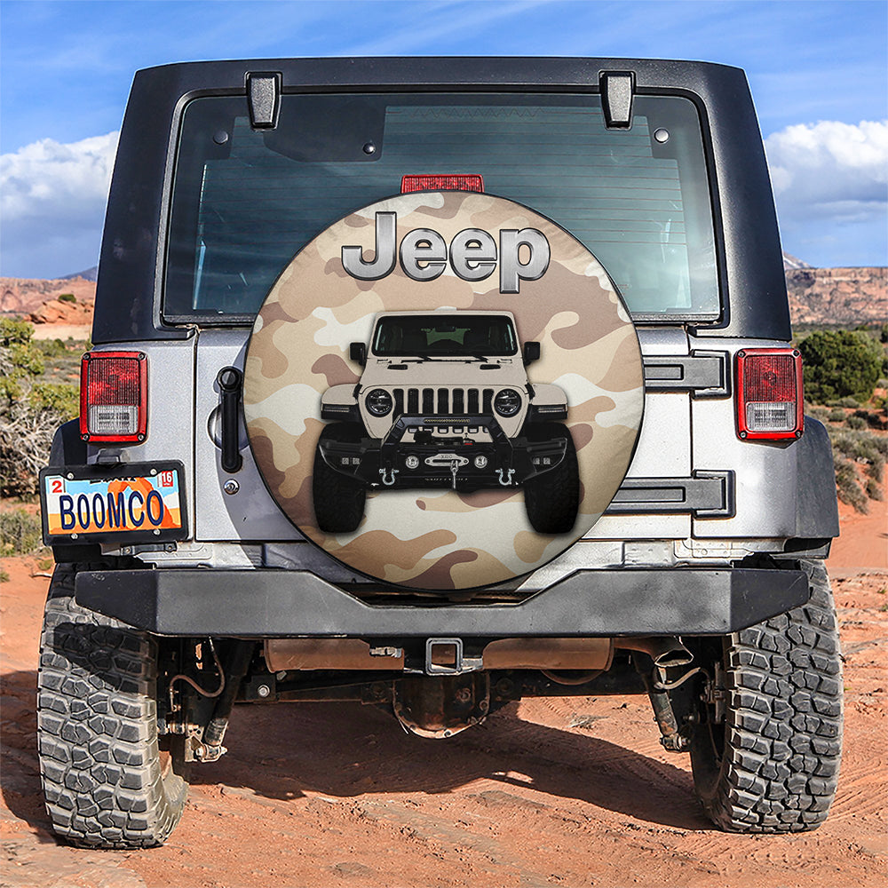 Cream White Jeep Camouflage Car Spare Tire Covers Gift For Campers Nearkii