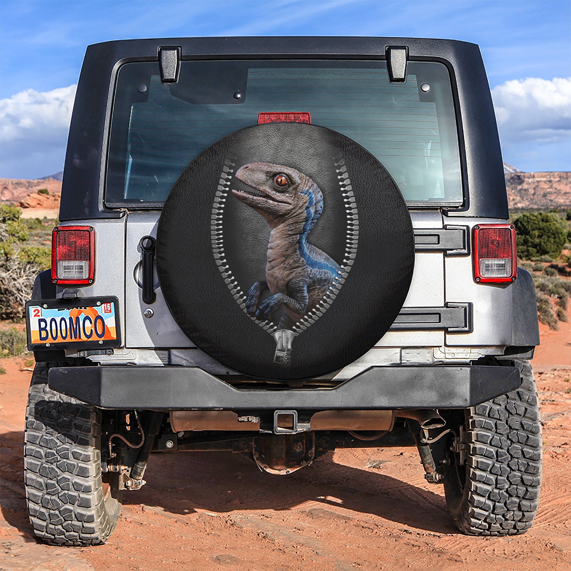 Cute Blue Velociraptor Jurassic World Dinousaur Car Spare Tire Covers Gift For Campers Nearkii