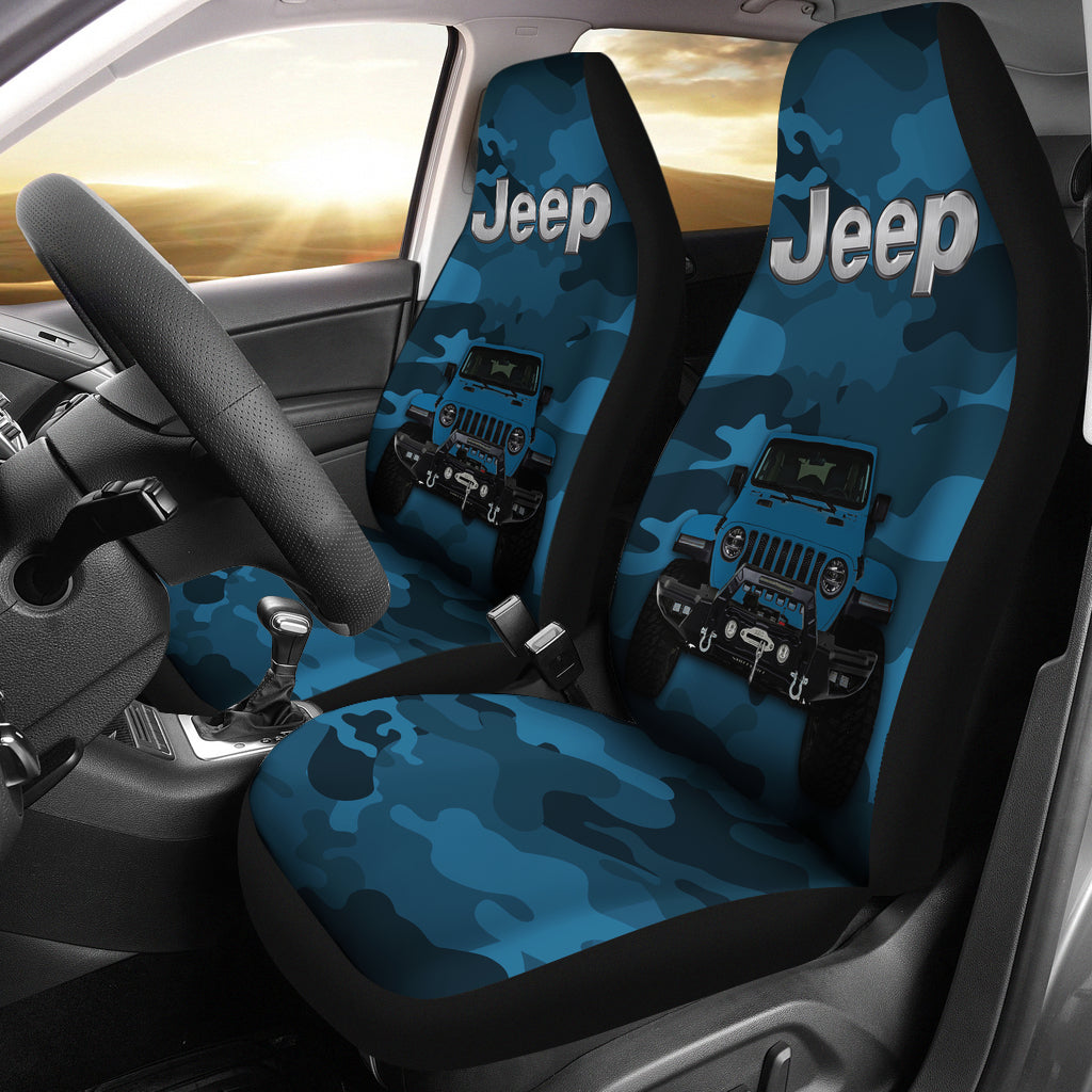 Blue Jeep Camouflage Premium Custom Car Seat Covers Decor Protectors Nearkii