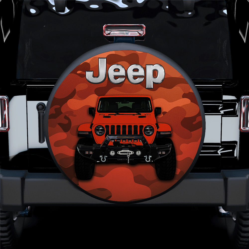 Orange Jeep Camouflage Car Spare Tire Covers Gift For Campers Nearkii