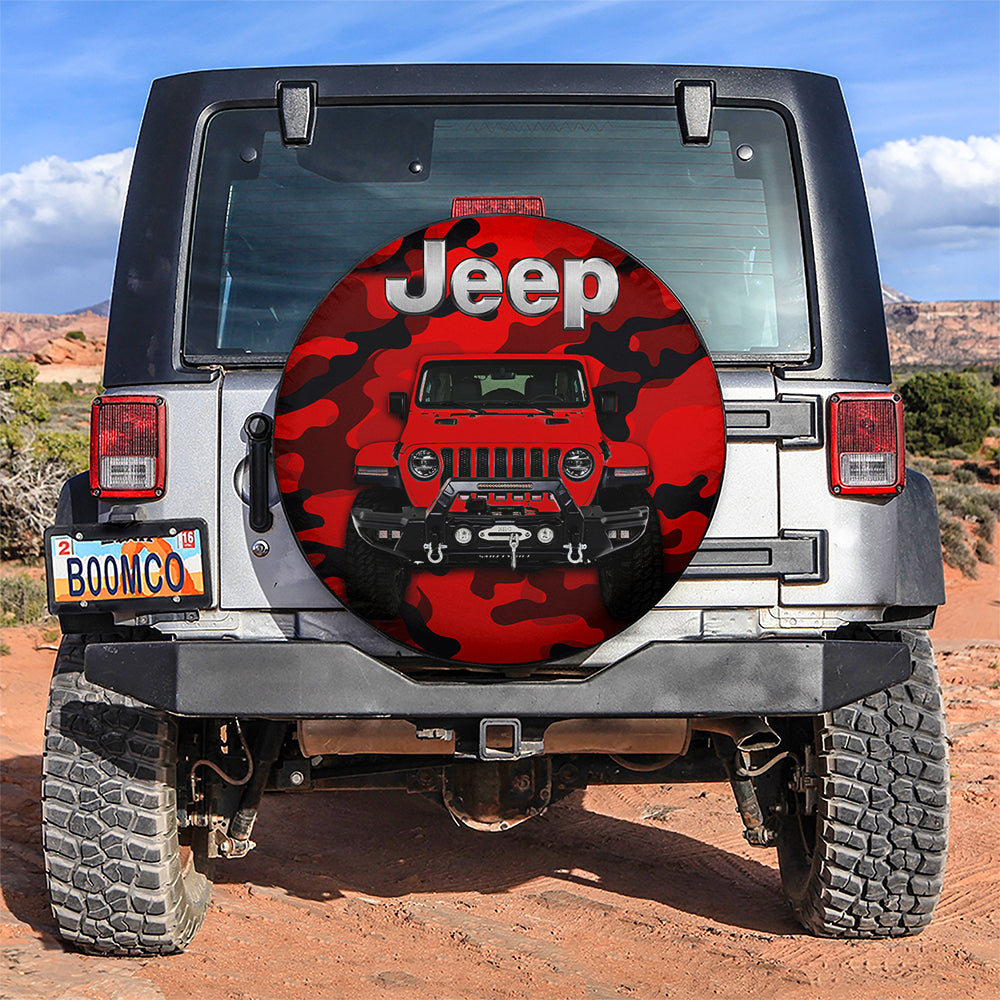 Red Jeep Camouflage Car Spare Tire Covers Gift For Campers Nearkii
