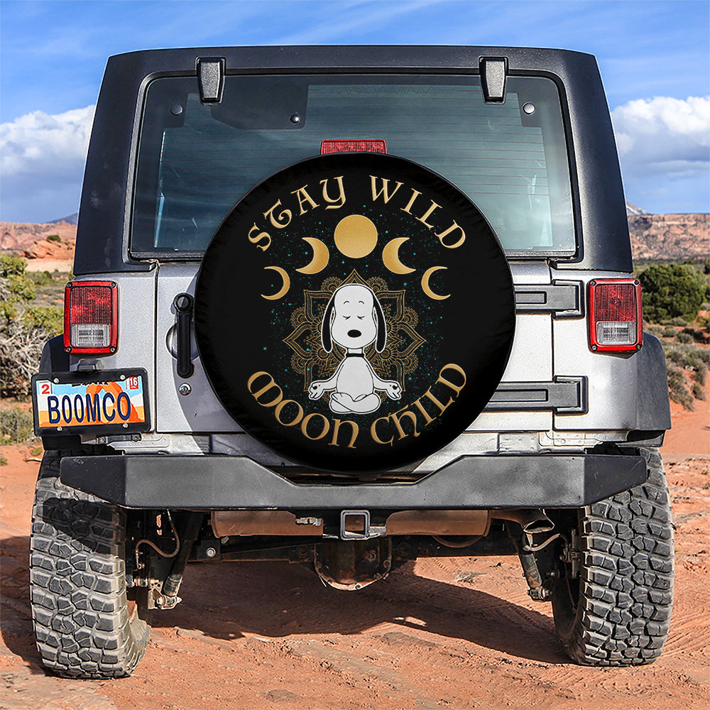 Snoopy Stay Wild Moon Child Car Spare Tire Covers Gift For Campers Nearkii