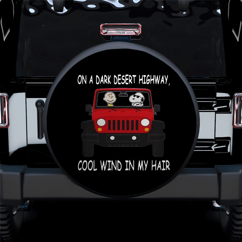 Snoopy And Friend On A Dark Desert Highway Car Spare Tire Covers Gift For Campers Nearkii