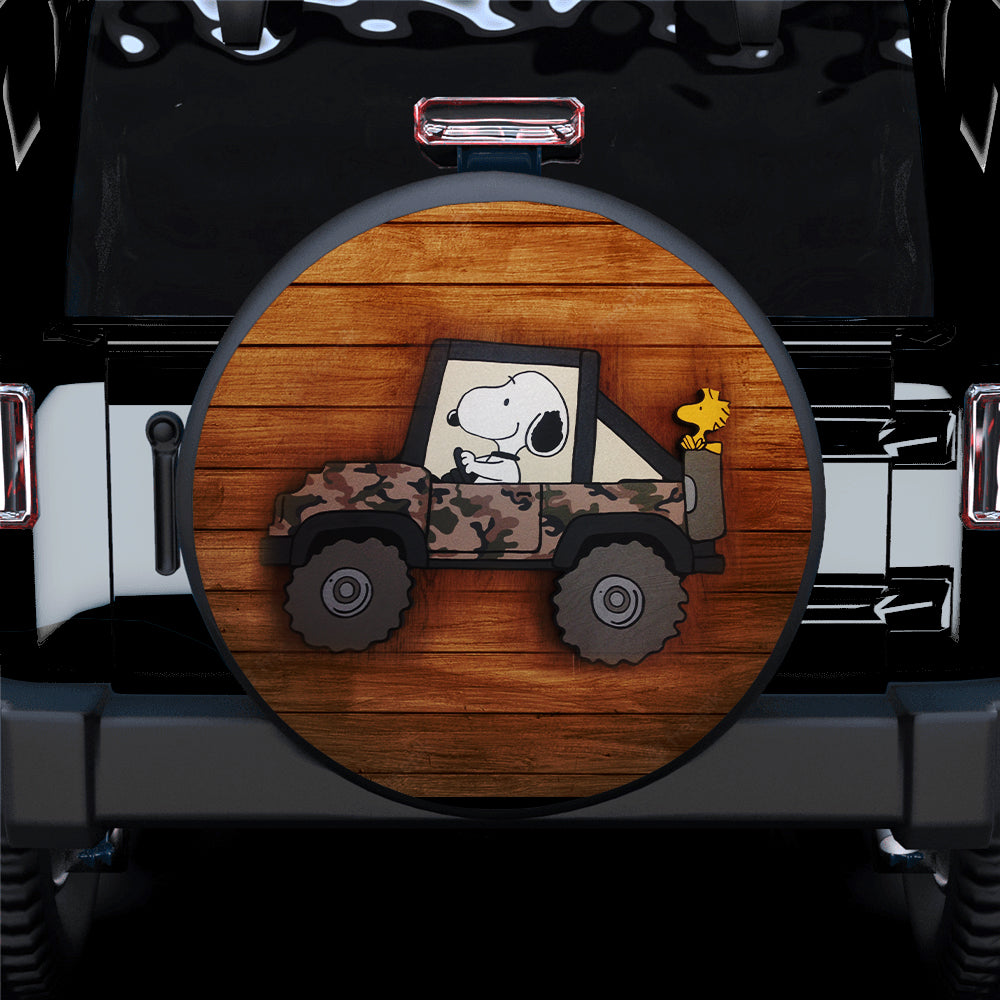 Snoopy Jeep Wood Car Spare Tire Covers Gift For Campers Nearkii