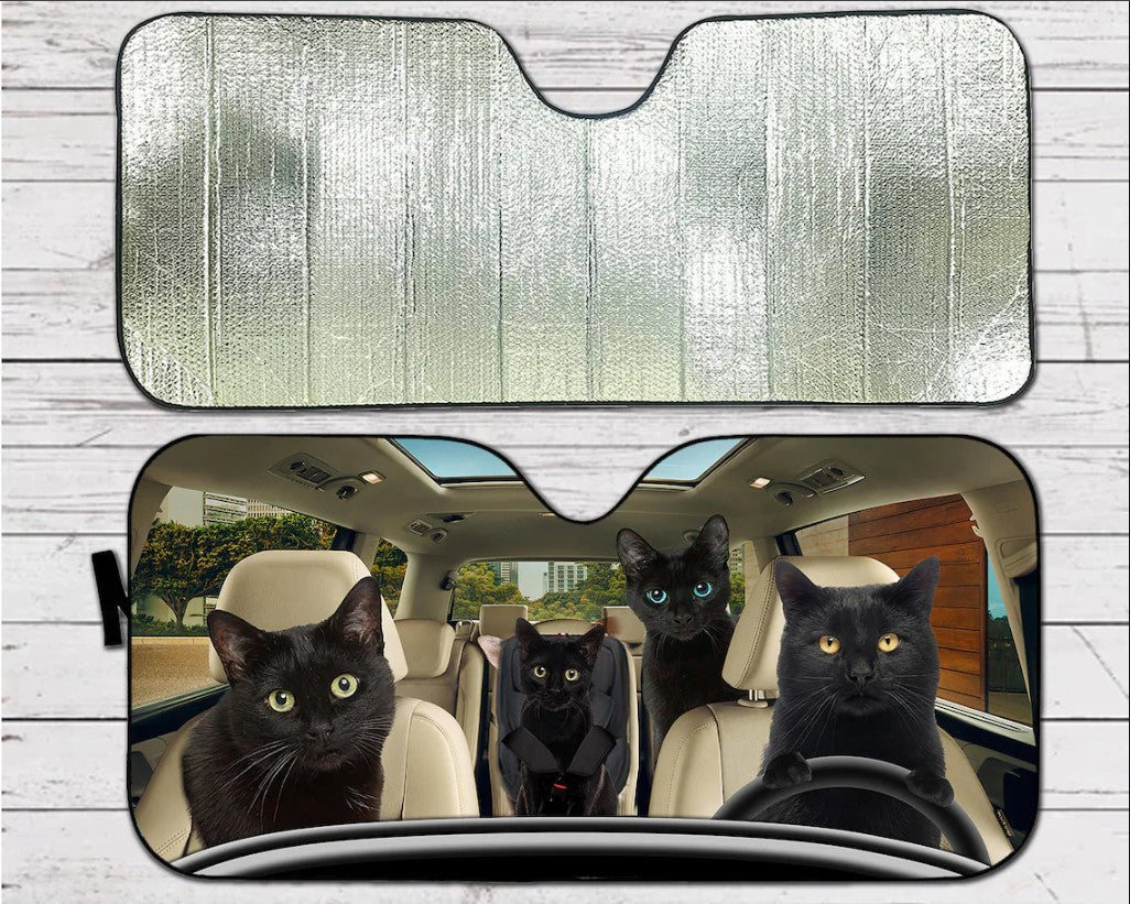 Black Cat Family Car Auto Sunshades Nearkii