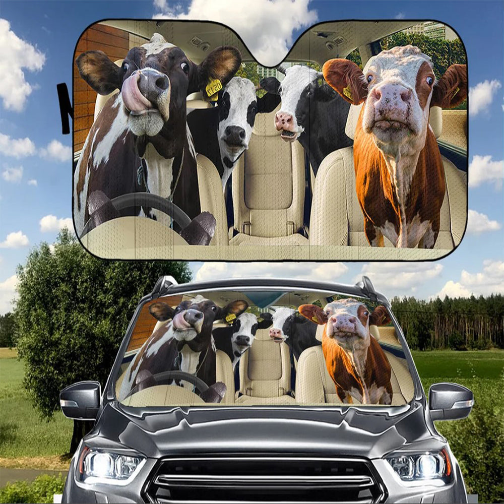 Dairy Cows Family Driving Car Auto Sunshades Nearkii