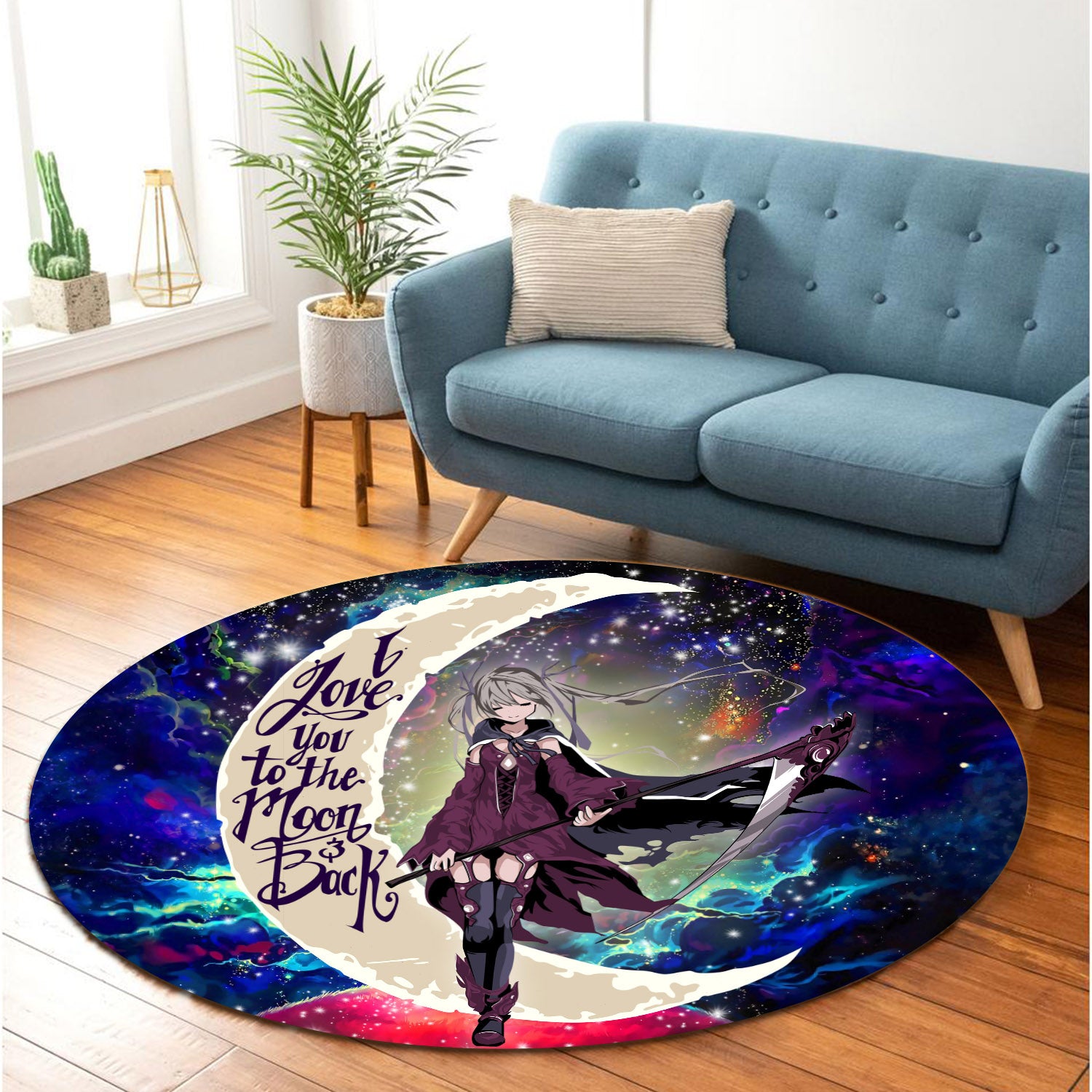 Anime Girl Soul Eate Love You To The Moon Galaxy Round Carpet Rug Bedroom Livingroom Home Decor Nearkii