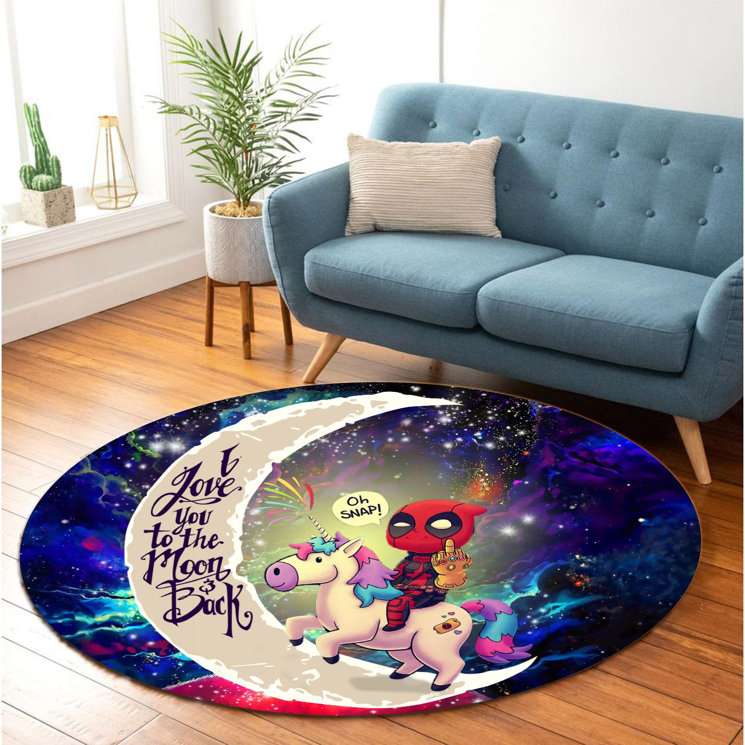 Deadpool Unicorn Love You To The Moon Galaxy Round Carpet Rug Bedroom Livingroom Home Decor Nearkii