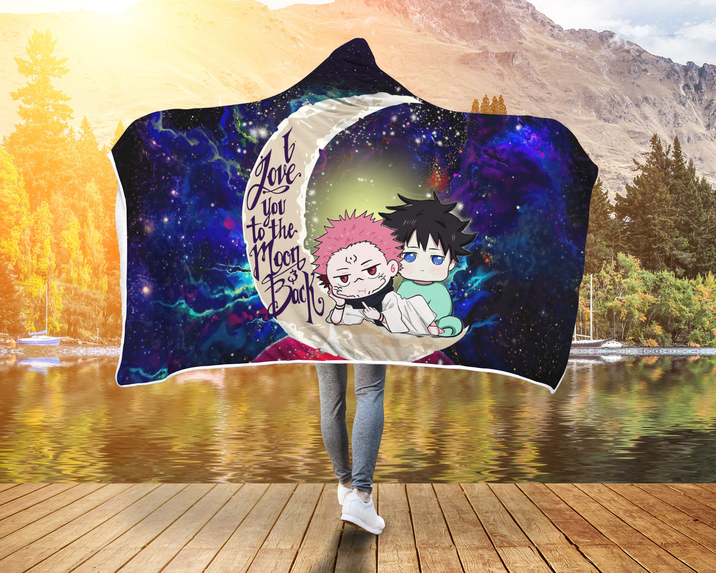 Jujutsu Kaisen Gojo Sakuna Anime Love You To The Moon Galaxy Economy Hooded Blanket Nearkii
