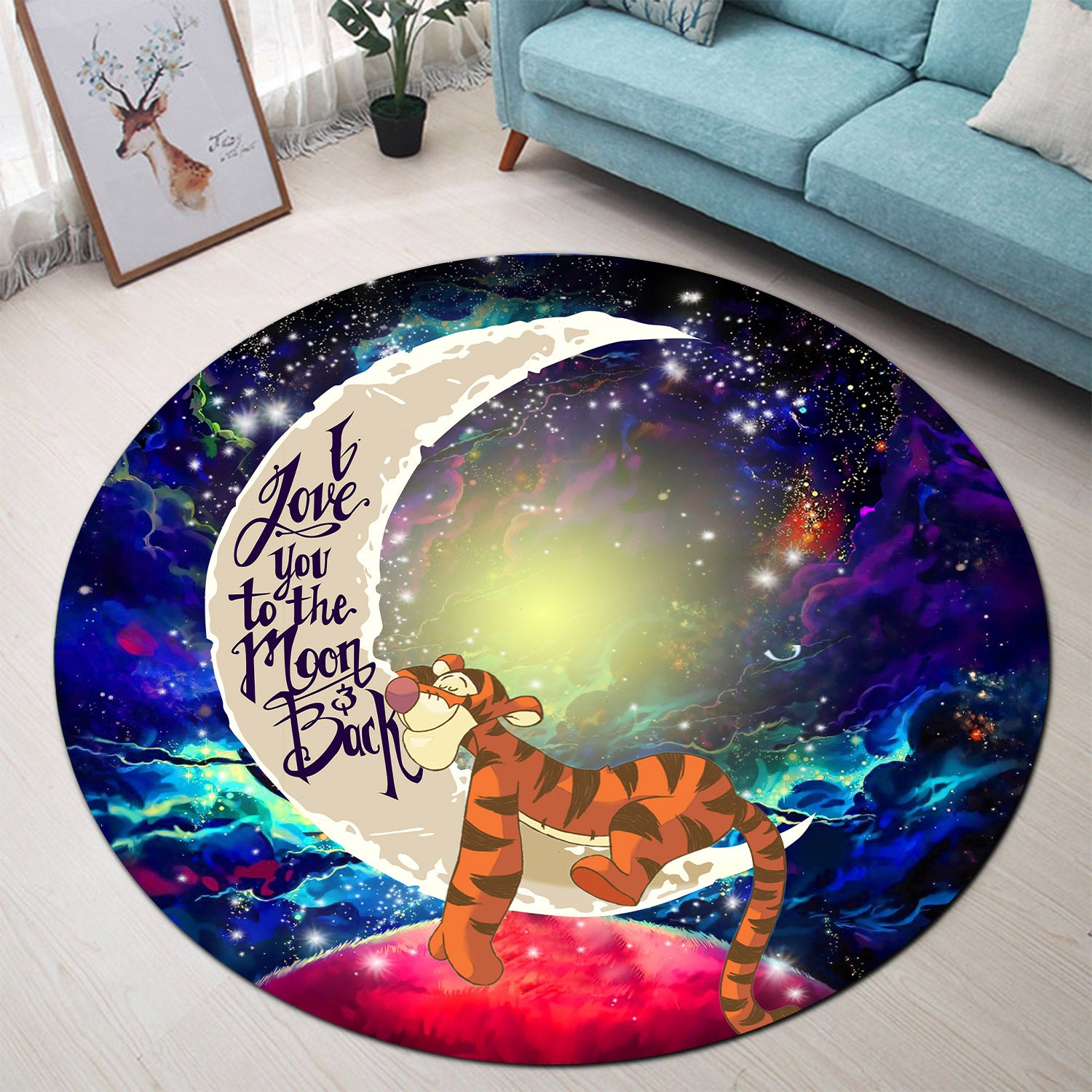 Tiger Winnie The Pooh Love You To The Moon Galaxy Round Carpet Rug Bedroom Livingroom Home Decor Nearkii