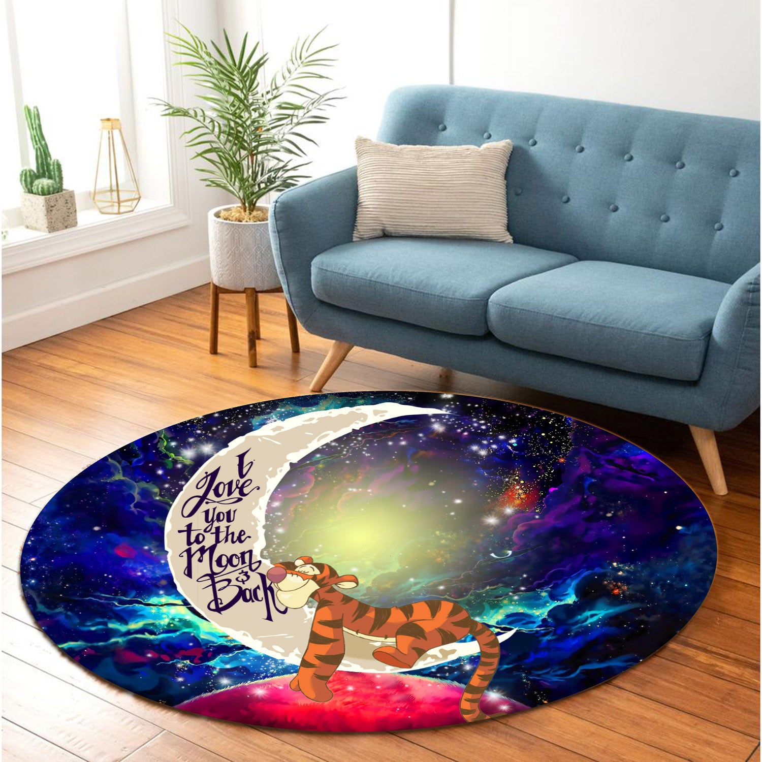 Tiger Winnie The Pooh Love You To The Moon Galaxy Round Carpet Rug Bedroom Livingroom Home Decor Nearkii