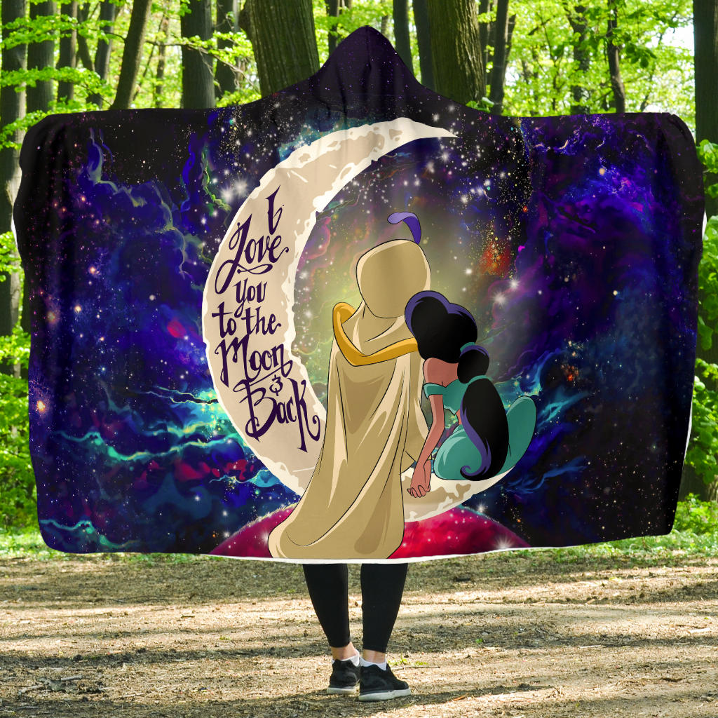 Aladin Couple Love You To The Moon Galaxy Economy Hooded Blanket Nearkii