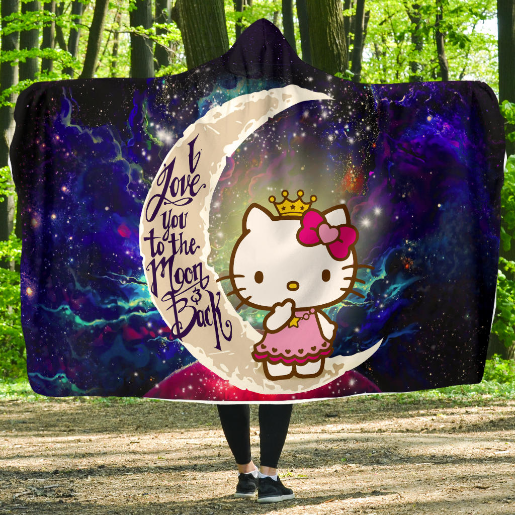 Hello Kitty Love You To The Moon Galaxy Economy Hooded Blanket Nearkii