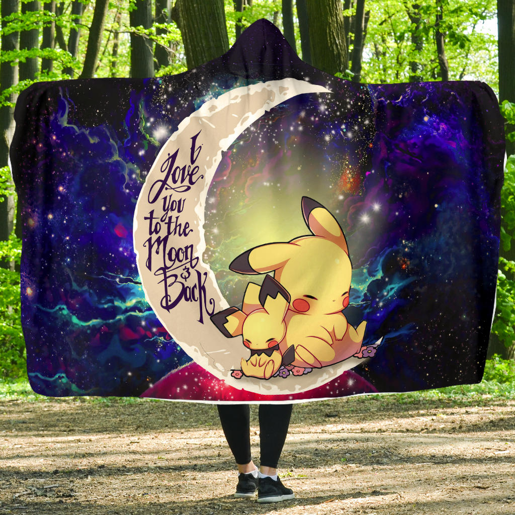 Pikachu Pokemon Sleep Love You To The Moon Galaxy Economy Hooded Blanket Nearkii
