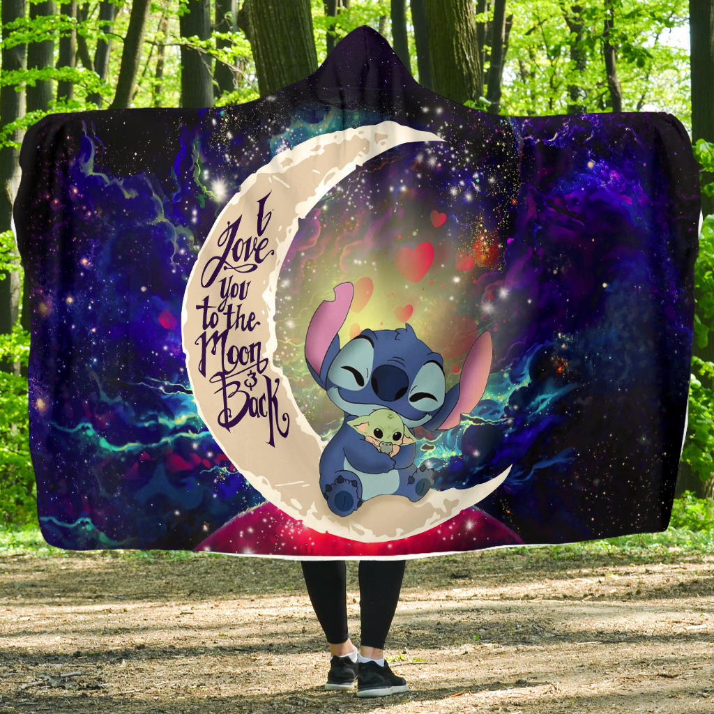 Stitch Hold Baby Yoda Love You To The Moon Galaxy Economy Hooded