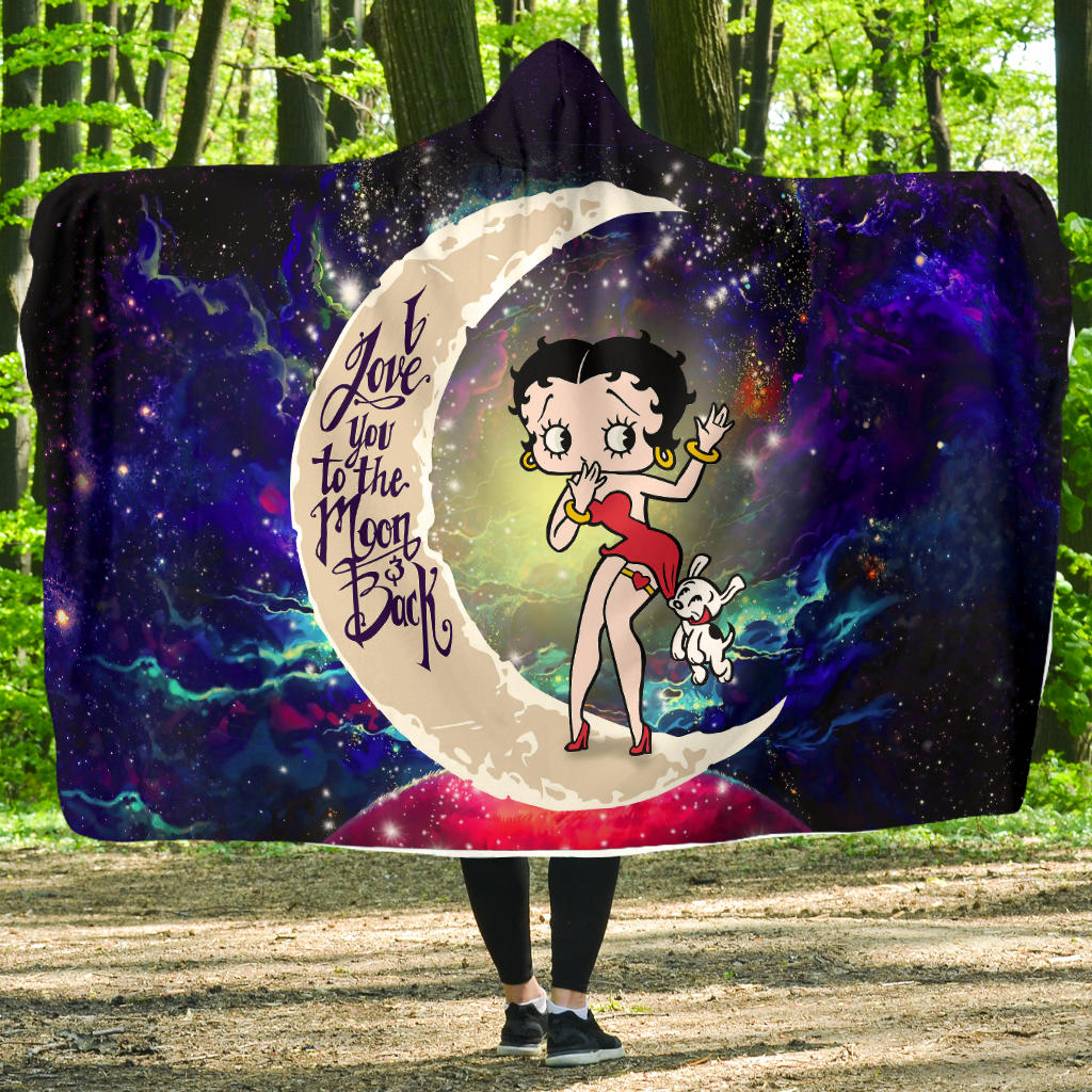 Betty Boop Love You To The Moon Galaxy Economy Hooded Blanket Nearkii