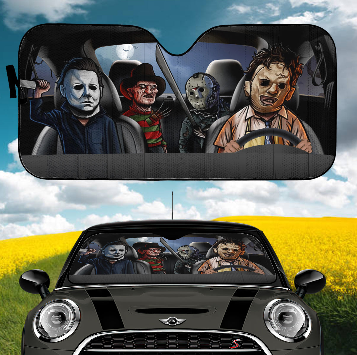 Halloween Horror Movies Driving Car Auto Sunshades Nearkii