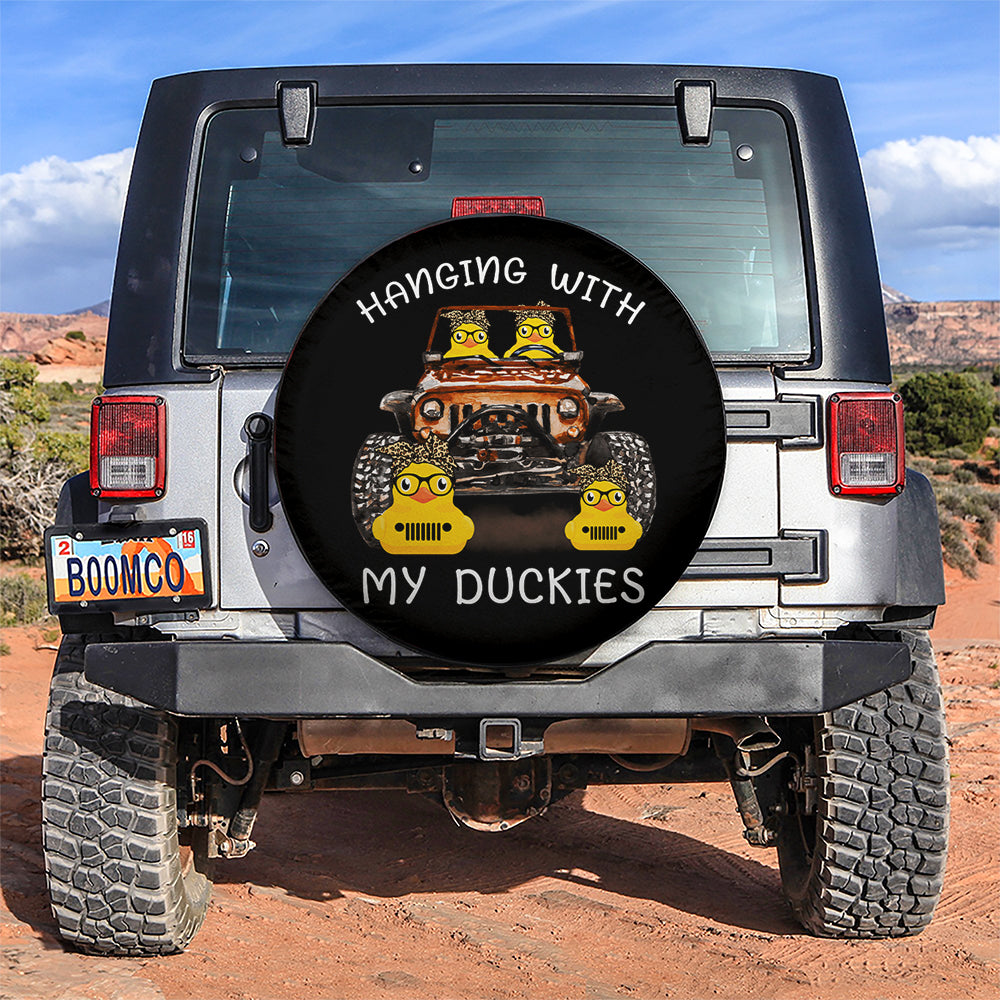 Hanging With My Duckies Orange Jeep Car Spare Tire Covers Gift For Campers Nearkii