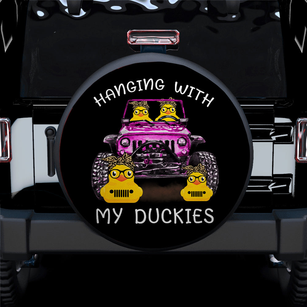 Hanging With My Duckies Pink Jeep Car Spare Tire Covers Gift For Campers Nearkii
