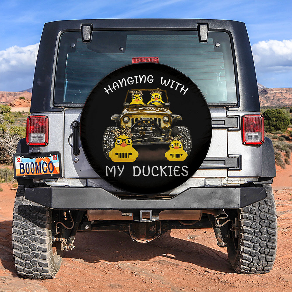Hanging With My Duckies Yellow Jeep Car Spare Tire Covers Gift For Campers Nearkii