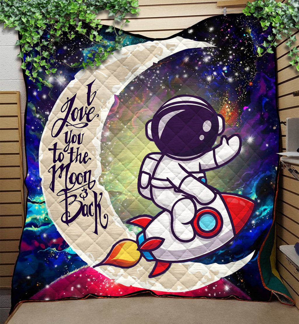 Astronaut Chibi Love You To The Moon Galaxy Quilt Blanket Nearkii